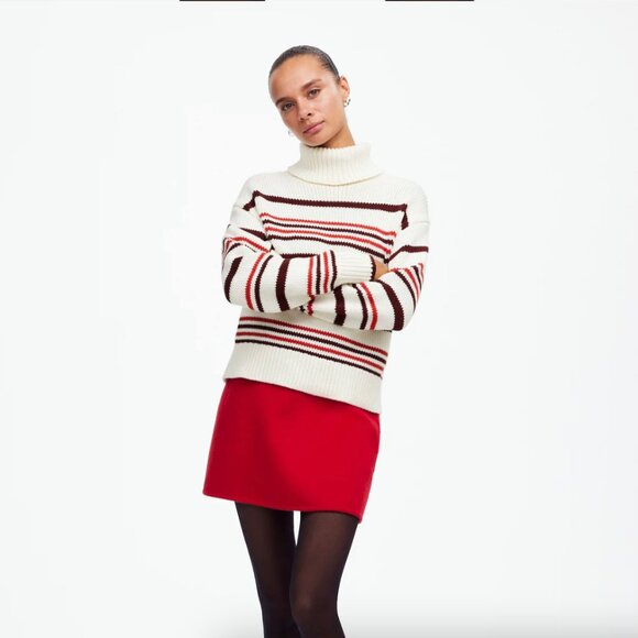 Madewell Ribbed Cotton Turtleneck Sweater in Stripe - Picture 3 of 5